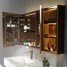 Lade das Bild in den Galerie-Viewer, Luxury Wall-Mounted Bathroom Vanity Set with LED Mirror Cabinet, Marble Countertop & Open Shelf Storage
