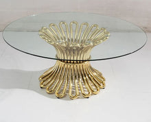 Load image into Gallery viewer, Modern Gold Stainless Steel and Clear Glass Top Dining Table for Outdoor Wedding Hotel Furniture Round Wedding Banquet Table