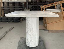 Cargar imagen en el visor de la galería, Modern White Marble Squared Dining Table Set Waterproof Bar/Kitchen/Dining Room Furniture for Apartment Villa Home