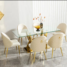 Load image into Gallery viewer, Living Room Furniture Tempered Glass Top Stainless Steel Glass Dining Table Set Modern Dining Table