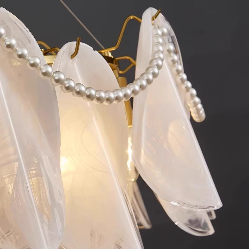 French Retro Glass Chandelier – Modern Luxury Hanging Pendant Light for Living Room, Bedroom & Villa Staircase