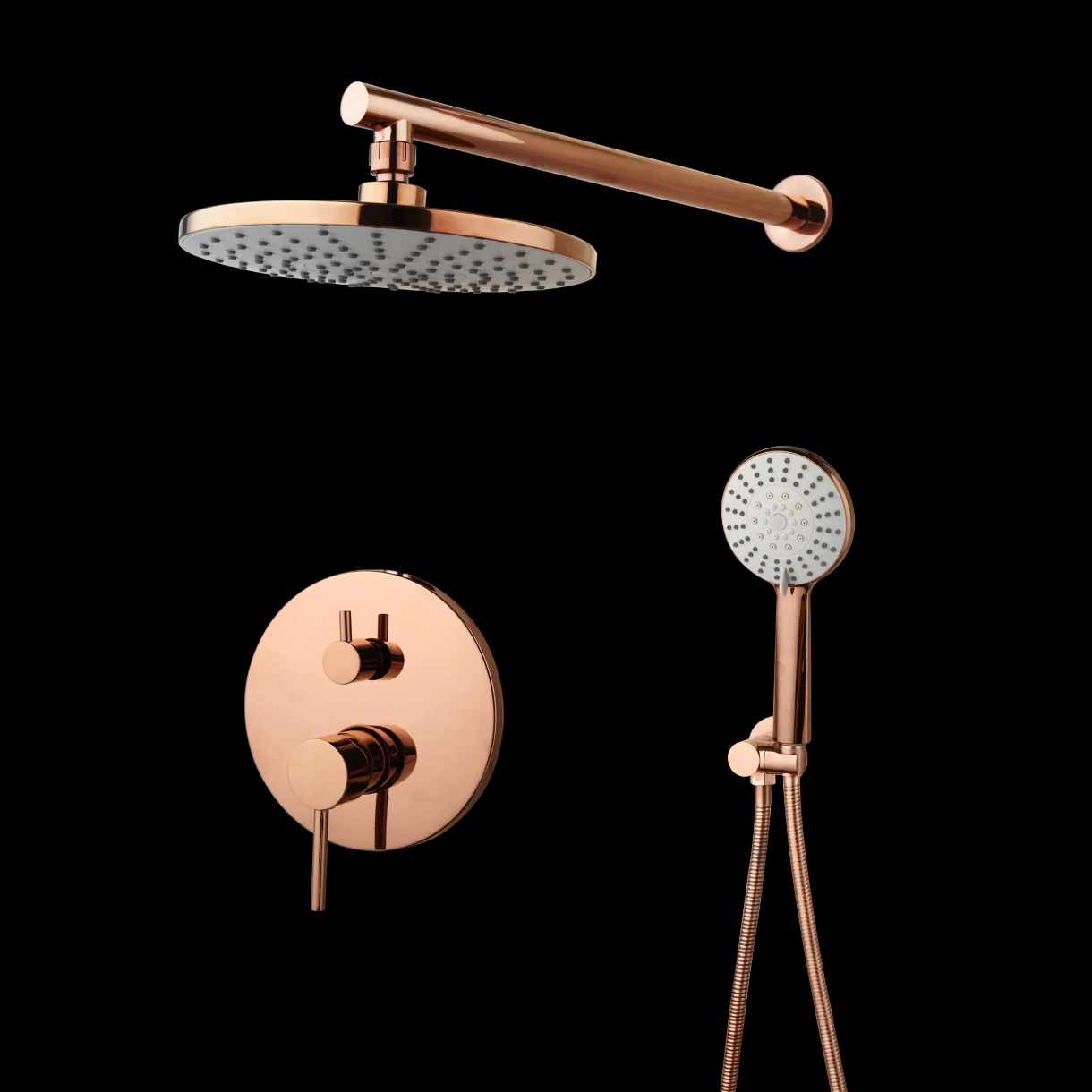 Rose Gold Wall Round Shower Head 304 Stainless Steel Modern Edition