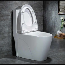 Load image into Gallery viewer, Modern White One-Piece S-Trap Toilet – Porcelain WC Commode with Dual Flush Siphonic System SEO Description:
