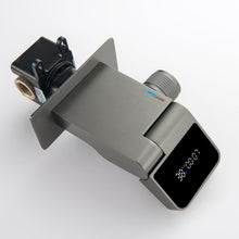 Load image into Gallery viewer, Wall-Mount Dual Hole Gun Gray Digital Display Waterfall Basin Faucet – Bathroom Sink Mixer Tap with Brass Construction