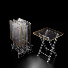 Load image into Gallery viewer, Good Quality Modern Stylish 4 pcs Folding Tea Table Set Clear Acrylic Folding Tray Table With Gold Rim
