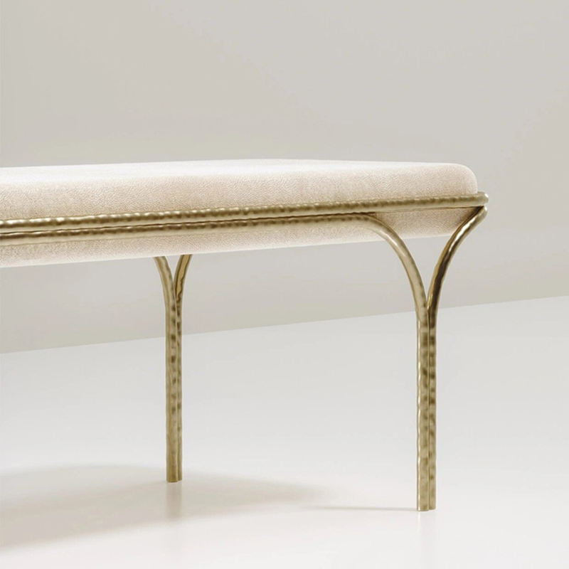 Luxury Living Room Copper Sofa Bench Shoe Stool Bedroom Metal Frame Bed End Stool Furniture