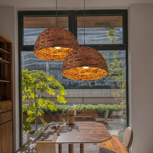 Lade das Bild in den Galerie-Viewer, Handcrafted Water Hyacinth Pendant Lampshade – Traditional Ceiling Light for Home, Hotel & Resort Interiors