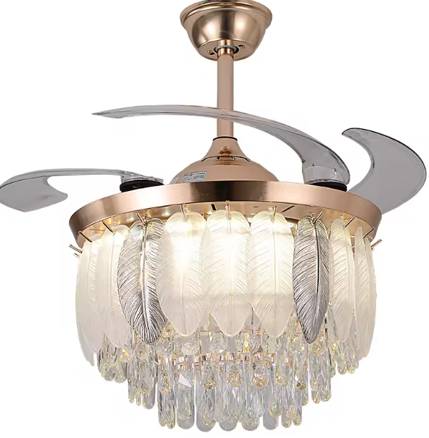 Modern Luxury Crystal LED Chandelier Light with Fan