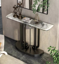 Load image into Gallery viewer, Golden Stainless Steel Console Table with Marble Top Entryway Super Console Mini Tables Home Furniture