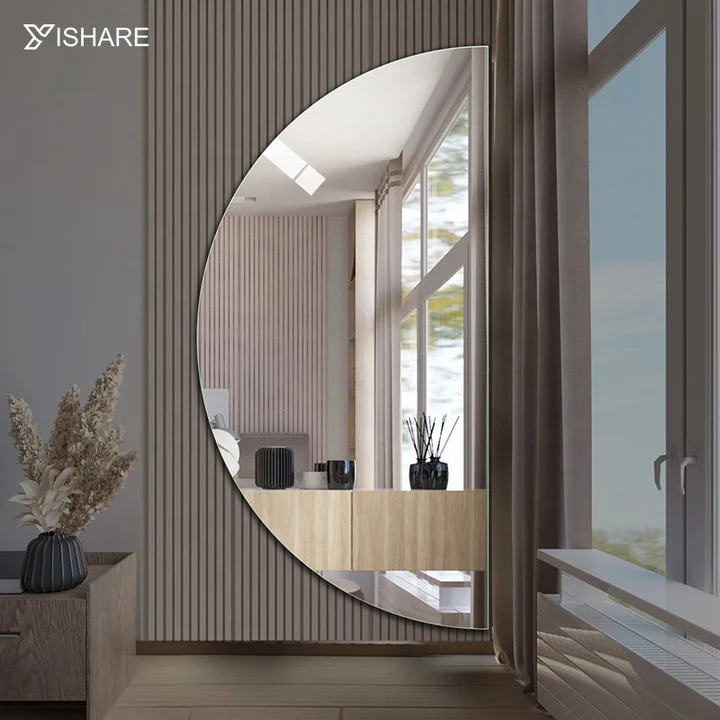 120x90cm Tri Color Led Light Mirror Moon Shape Touch Screen