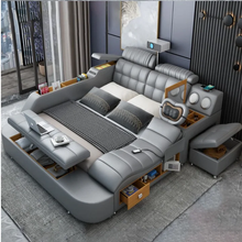 Cargar imagen en el visor de la galería, Smart Bed Complete Set with Projector and Bluetooth Speaker, Safety Box Bedframe Set with Foam