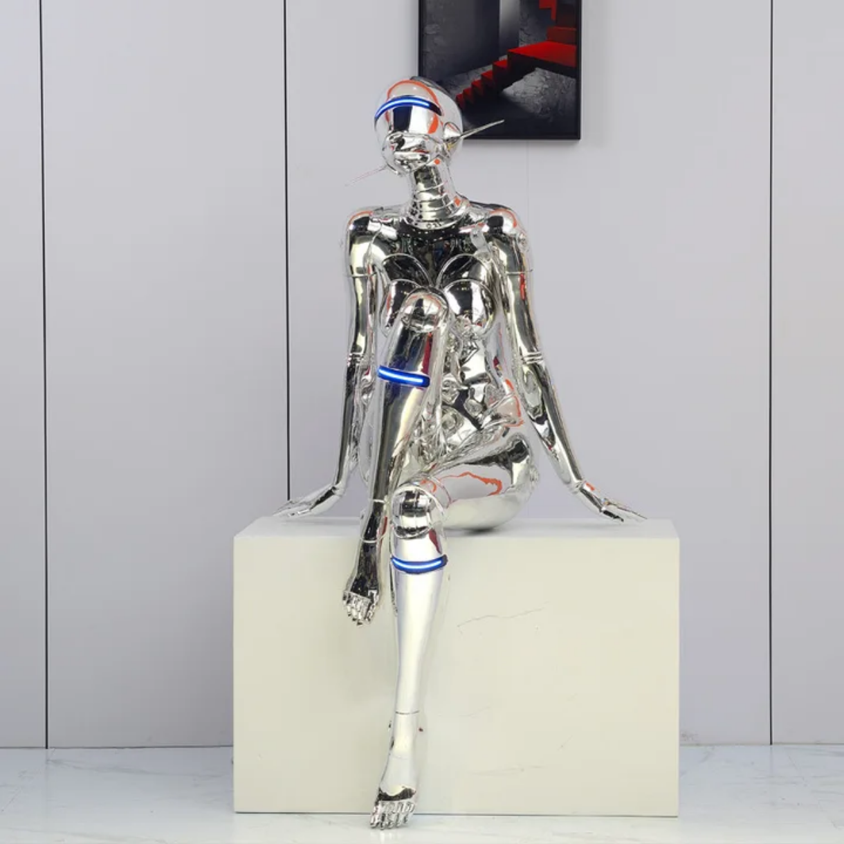 Custom 3d Printing Statue High-Precision Simulation 3D Artwork Sculpture Portrait Electroplating Man Large Robot Sculpture