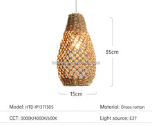 Lade das Bild in den Galerie-Viewer, Living Room & Bedroom Pendant Lamp – Wholesale Grass Rattan Ceiling Light Fixture for Modern Interiors