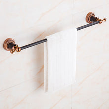 Load image into Gallery viewer, Rose Gold Black Bathroom Accessories Set Towel Holder Rack Set, Tissue Holder, cleaning holder, toothbrush holder
