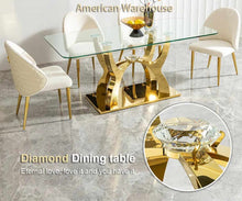Load image into Gallery viewer, Living Room Furniture Tempered Glass Top Stainless Steel Glass Dining Table Set Modern Dining Table