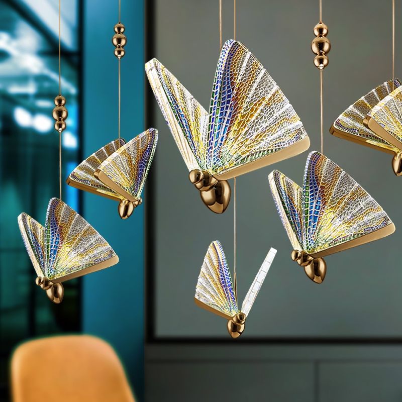 Nordic Butterfly Staircase Chandelier – Luxury Pendant Light for Bedroom, Bedside & Decorative Spaces
