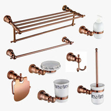 Load image into Gallery viewer, Rose Gold Towel Holder Bathroom Set Toilet Accessories with tissue Holder, Soap Holder,Hook,