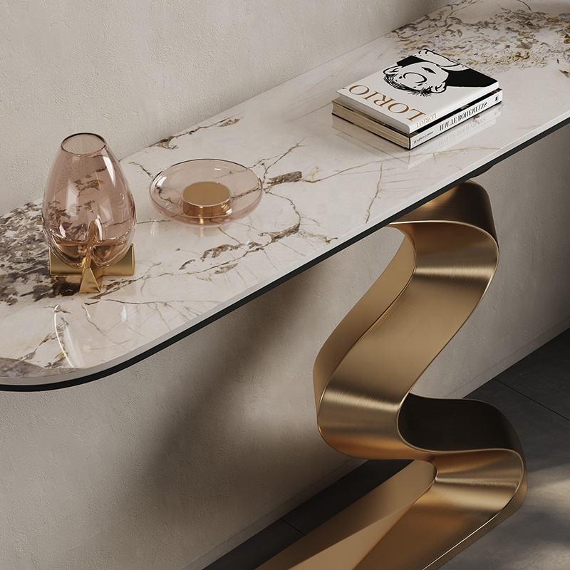 Luxury Golden Console Table – Durable Entryway, Porch, and Foyer Side Table for Living Room Furniture