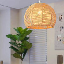 Lade das Bild in den Galerie-Viewer, Elegant Japanese-Style Hemp Rope Chandelier – Handmade Pendant Light for Living Room, Dining, or Bedroom