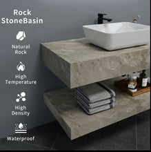 Load image into Gallery viewer, Slate Stone Double Marble Bathroom Vanity – Wall-Mounted Sink Dresser Hotel & Home