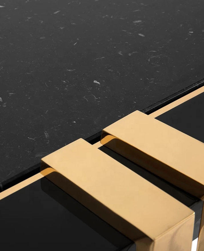 Luxury Home Furniture Hot Sale Lobby Gold Stainless Steel Wooden Small Black Console Table Hallway Console Table