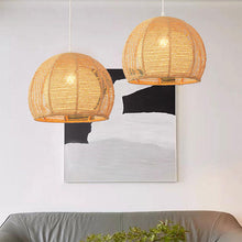 Lade das Bild in den Galerie-Viewer, Elegant Japanese-Style Hemp Rope Chandelier – Handmade Pendant Light for Living Room, Dining, or Bedroom