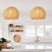 Lade das Bild in den Galerie-Viewer, Elegant Japanese-Style Hemp Rope Chandelier – Handmade Pendant Light for Living Room, Dining, or Bedroom