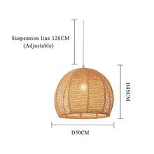 Lade das Bild in den Galerie-Viewer, Elegant Japanese-Style Hemp Rope Chandelier – Handmade Pendant Light for Living Room, Dining, or Bedroom