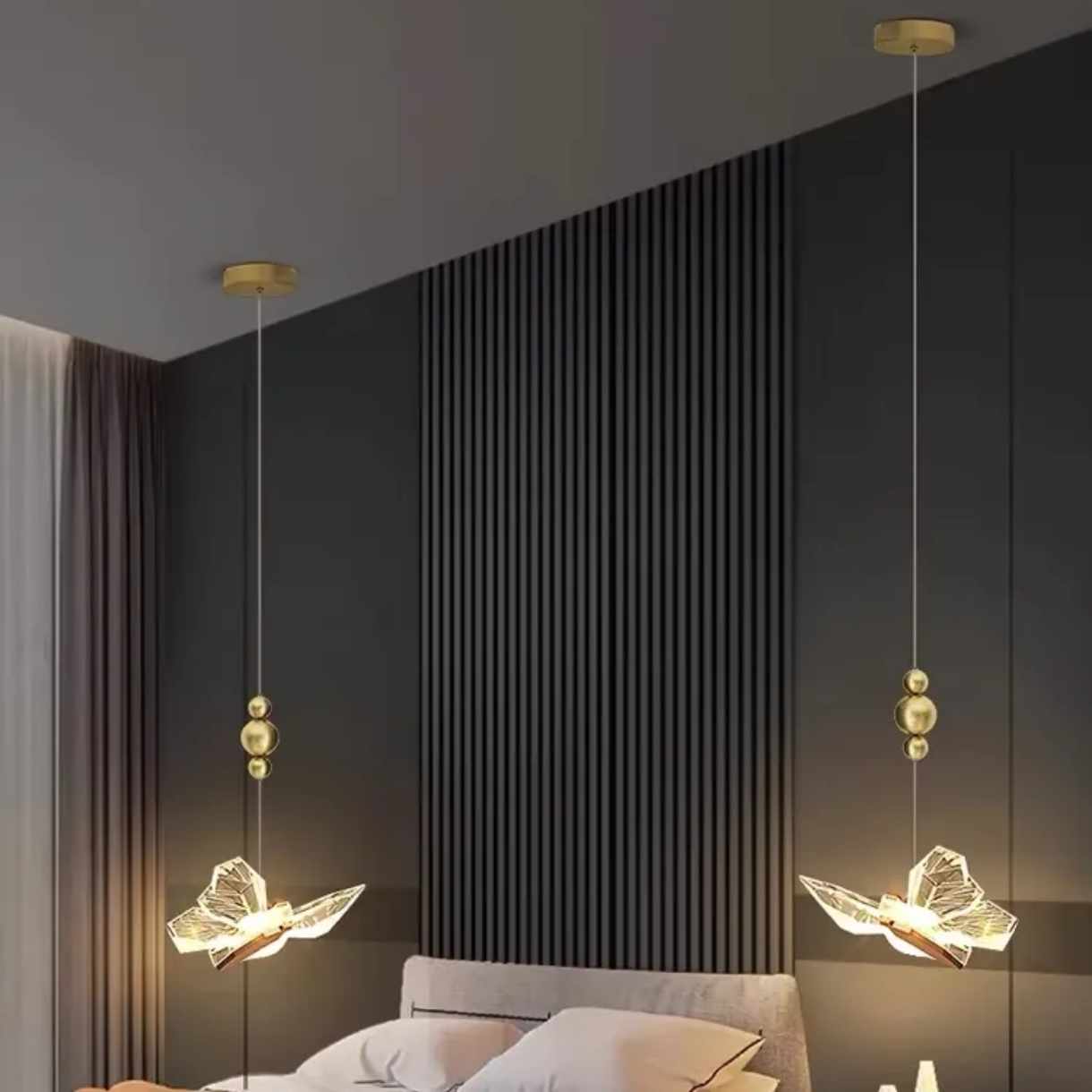 Modern Light Luxury Butterfly Crystal Pendant Lamp – LED Chandelier for Bedroom, Living Room, and Corridor Decoration