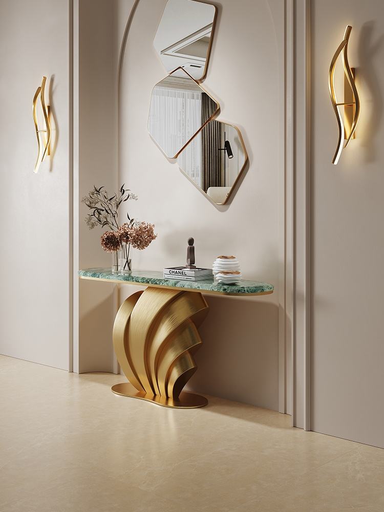 Modern Italian Style Marble Console Table – Luxury Rock Slab Entrance Table for Living Room Furniture