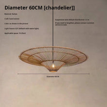 Lade das Bild in den Galerie-Viewer, Minimalist Wabi Sabi Rattan Ceiling Lamp – Japanese & Southeast Asian Style Pendant Light for Home, Hotel & Homestay