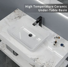 Lade das Bild in den Galerie-Viewer, Double Marble Wall-Mounted Bathroom Vanity with Slate Stone Sink