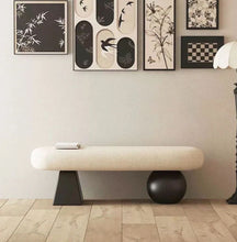 Load image into Gallery viewer, Nordic-Style Shoe Changing Bench – Upholstered Sofa Stool for Entryway, Bedroom, or Bed End Seating