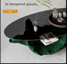 Cargar imagen en el visor de la galería, Leaf Designer Art Tempered Glass Coffee Table Elegant Oval Personality Modern Style Light Luxury High-End Feel One Leaf Wealth
