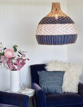 Load image into Gallery viewer, Rattan Hand-Woven Ceiling Pendant Light – Blue & White Lampshade for Modern Home Décor & Chandelier Lighting