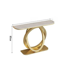 Load image into Gallery viewer, Italian Style Light Luxury Rock Slab Entrance Table – Modern Minimalist Semi-Circular Console Cabinet