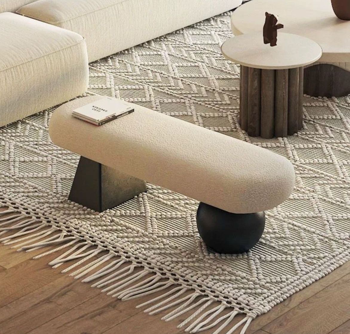 Nordic-Style Shoe Changing Bench – Upholstered Sofa Stool for Entryway, Bedroom, or Bed End Seating