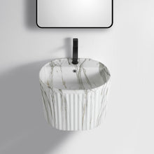 Load image into Gallery viewer, Gray Marble Design Ceramic Bathroom Sink – Wall Hung Half Pedestal Wash Basin