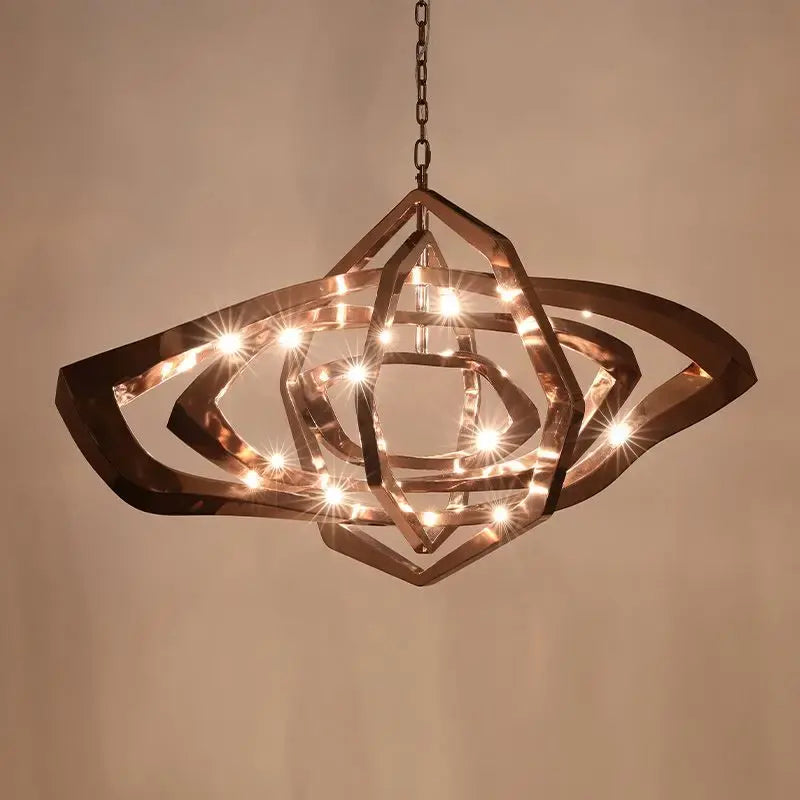 Rose Gold Stainless Steel Hotel Pendant Lighting Decoration Latest New Design Modern Luxury Indoor Metal Chandelier