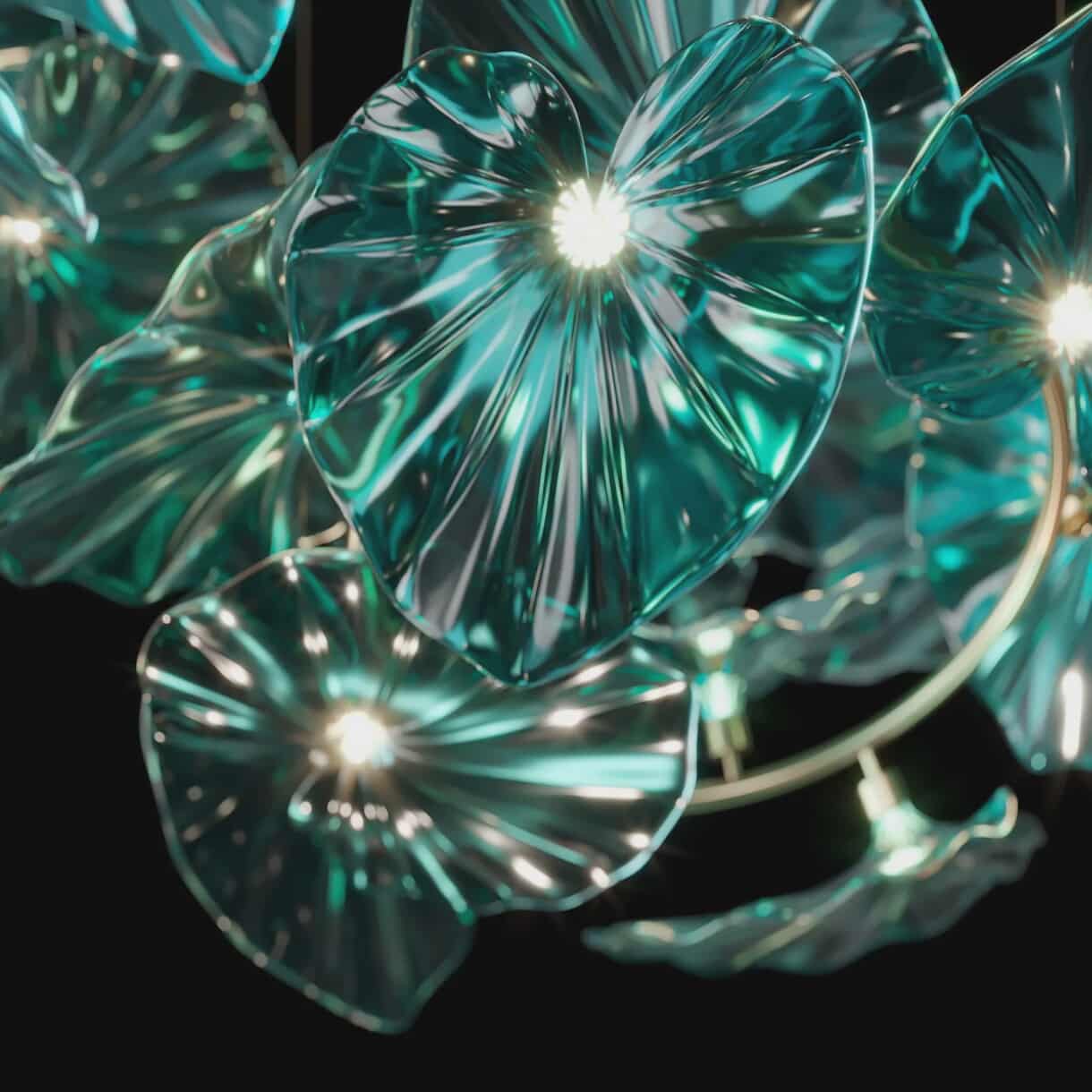 Contemporary Green Leaf Chandelier – Large Hanging Branches Pendant Light for Living Room, Dining, or Commercial Spaces