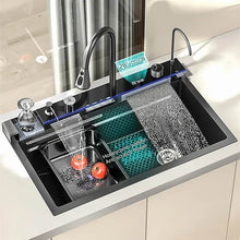 Cargar imagen en el visor de la galería, Stainless Steel 304 Nano Anti Scratch Honeycomb Kitchen Sink Black Automatic cup Washer