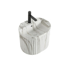 Load image into Gallery viewer, Gray Marble Design Ceramic Bathroom Sink – Wall Hung Half Pedestal Wash Basin