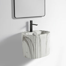Load image into Gallery viewer, Gray Marble Design Ceramic Bathroom Sink – Wall Hung Half Pedestal Wash Basin