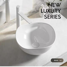 Load image into Gallery viewer, Porcelain Glossy Irregular Basin White Modern Sanitary Art Hotels Bathroom Basin Sink Easy Clean Countertop with Polished Finish Irregular Shape Shampoo Sink