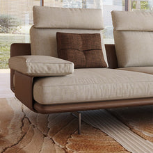 Charger l'image dans la galerie, Modern Fabric Sofa with Adjustable Reclining Headrest | Three-Person Living Room Sofa in Cotton and Linen Blend | Small Household Leather Fabric Sofa