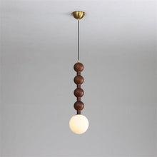 Load image into Gallery viewer, Single Head Spherical Wooden Glass Pendant Light for Bedroom Indoor Hanging Lamp