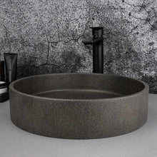 Load image into Gallery viewer, Modern Round Concrete Bathroom Sink – Black Countertop Cement Wash Basin Bowl