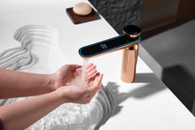Lade das Bild in den Galerie-Viewer, Rose Gold Modern Bathroom Sink Faucet Made of Solid Brass, Bathroom Vanity Art Faucet with High Pressure Hot and Cold Water Hose