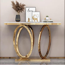 Load image into Gallery viewer, Elegant Metal Hallway Gold Living Room Furniture Marble Console Table with Stainless Steel Modern for Command Center Minimalist