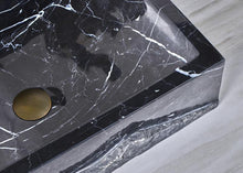 Load image into Gallery viewer, Modern Rectangular Bathroom Sink – Natural Nero Marquina Marble Stone Wash Basin
